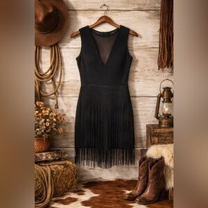 Romeo + Juliet Couture Black Fringe Dress Size M (Runs Small)